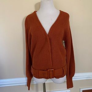 Button down sweater with belt